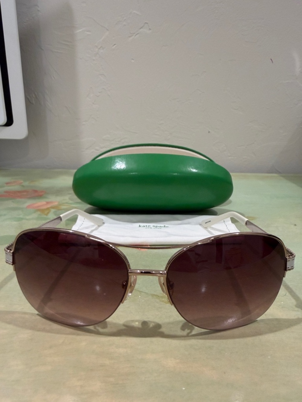 kate spade Gold Frame Sunglasses with Brown Gradient Lenses